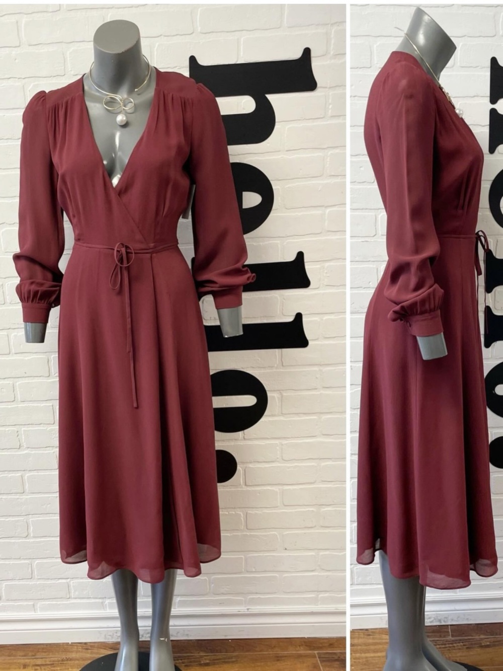 Wilfred Dusty Maroon Wrap Midi Dress